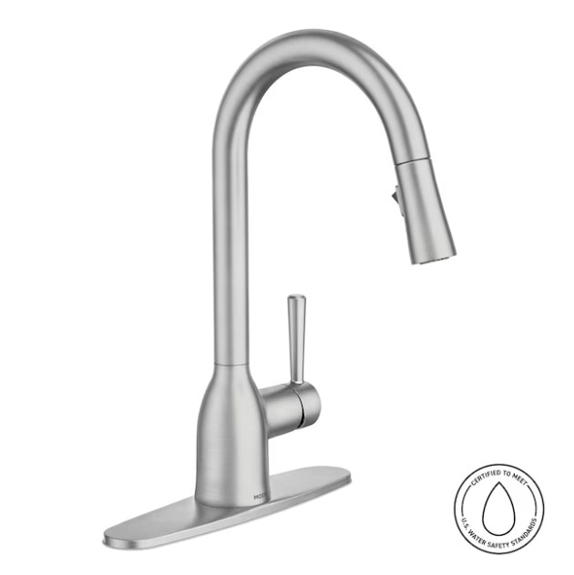 Moen Adler Pull-down Kitchen Faucet(Stainless, Single Handle, w/ Sprayer & Deck)