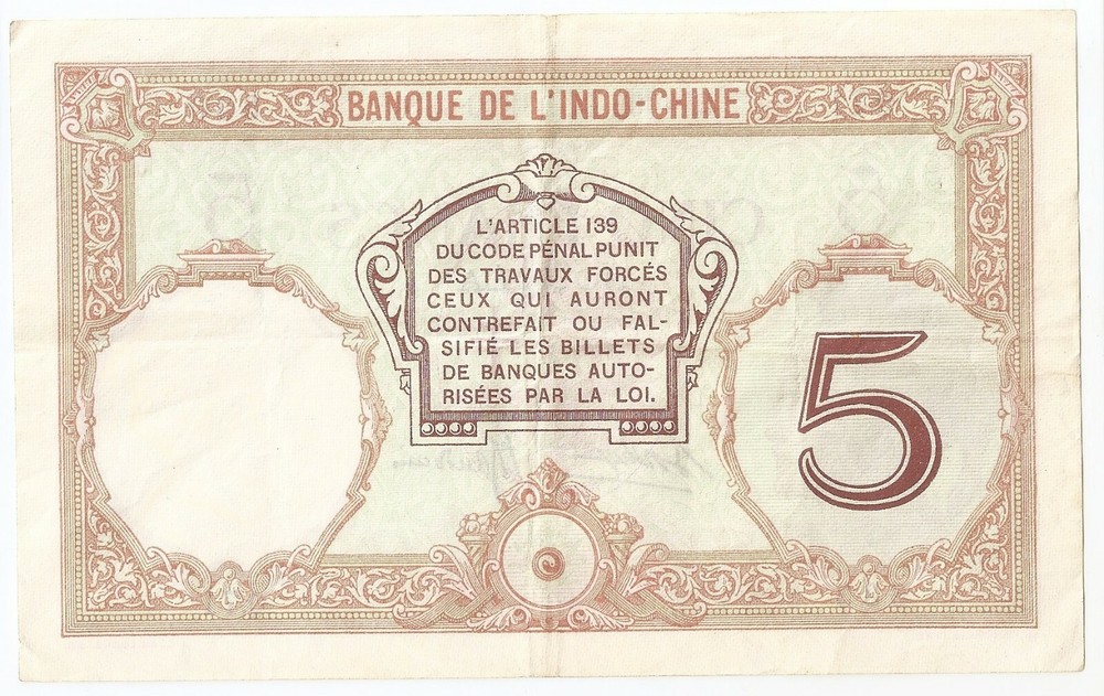 New Hebrides, 5 francs ND (1941) High grade!!!