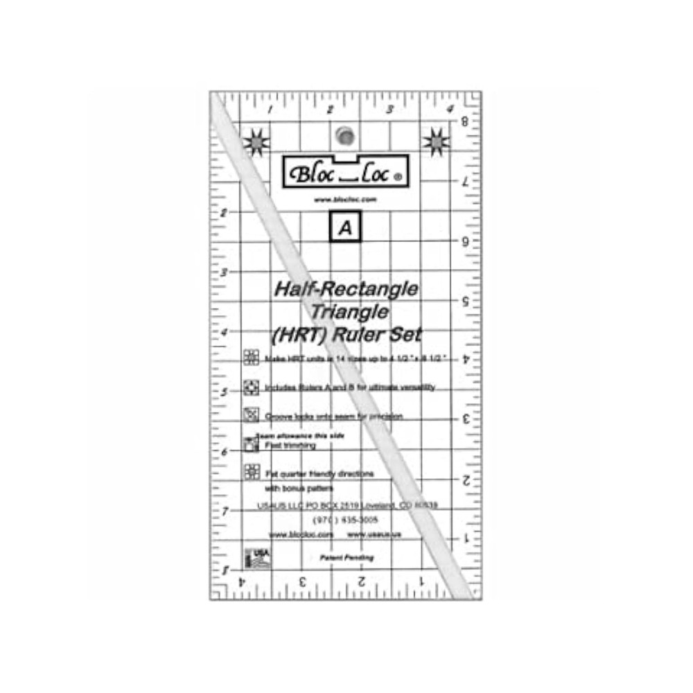 Bloc Loc~Half Rectangle Triangle Large 2-1 Acrylic Ruler