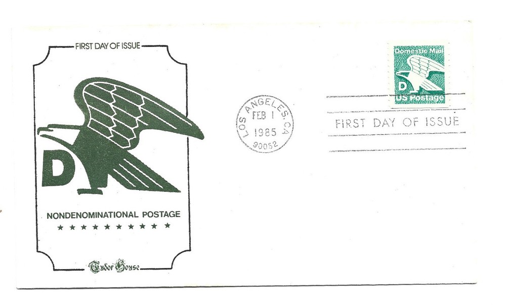 2112  'D' (22c) Non Denominated Eagle coil Tudor House FDC