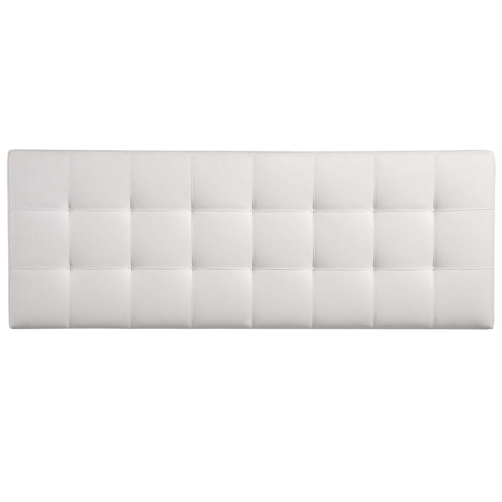 Modway Tufted Upholstered Faux Leather Square King Size Headboard in White