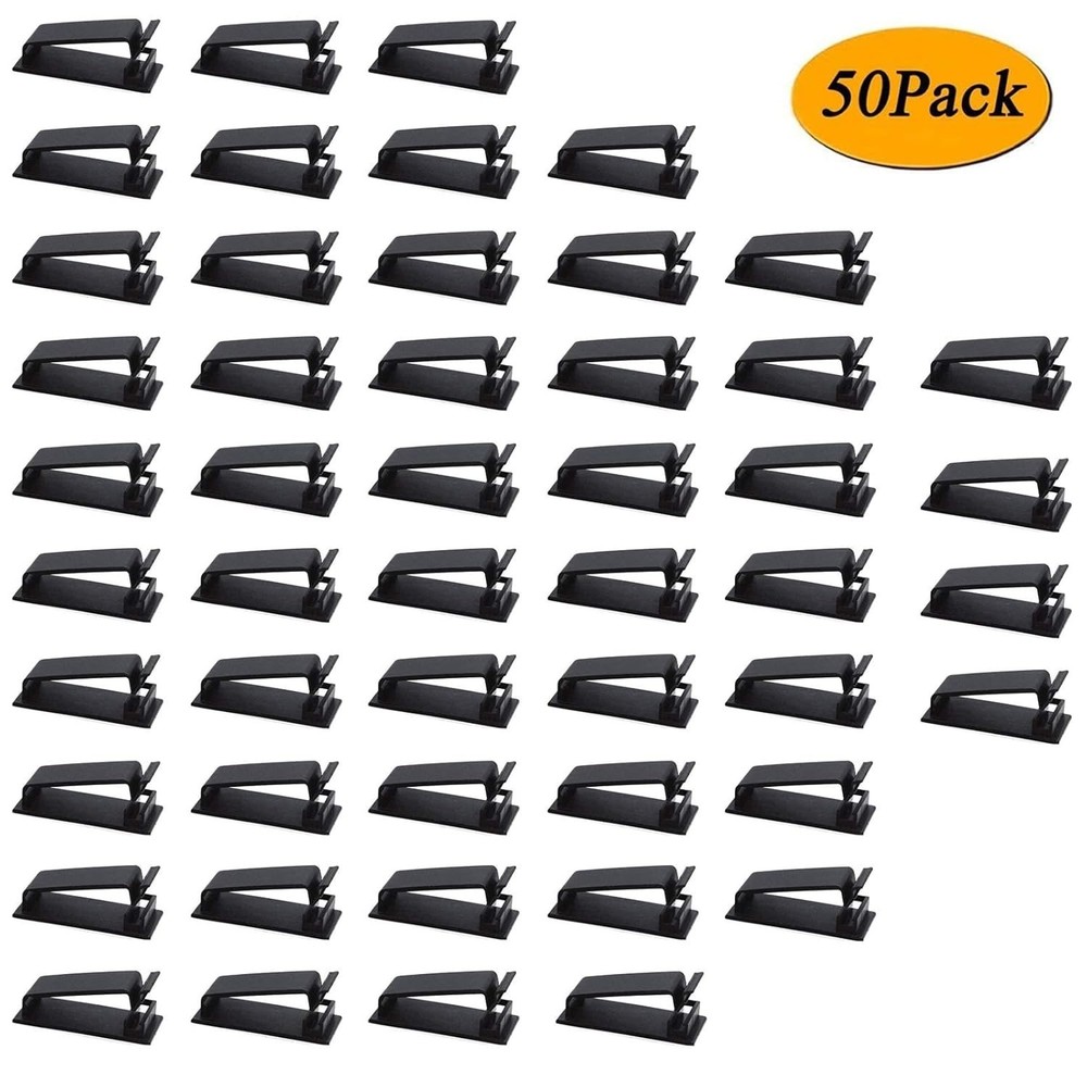 50Pcs Self Adhesive Cable Clips Black