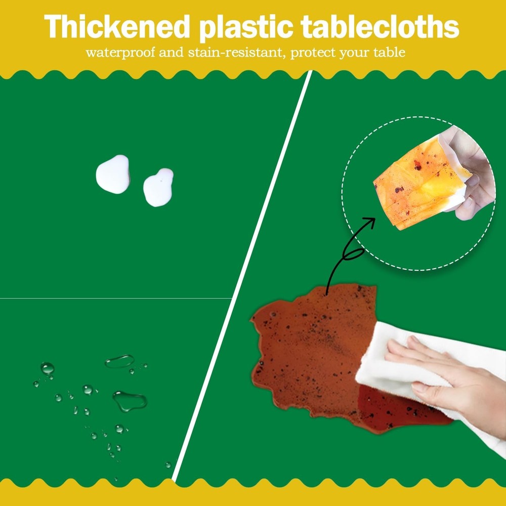 Green 6 Pack Plastic Table Cloth 54" x 108", Disposable Tablecloths Rectangle...