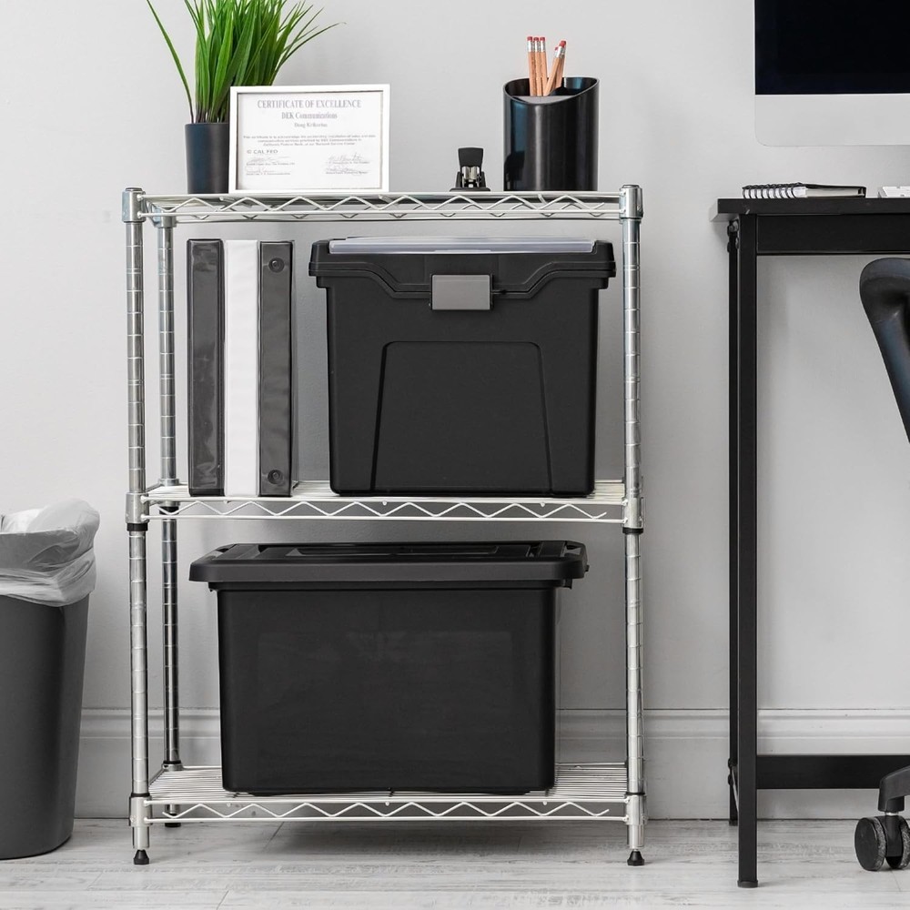 Lidded File Boxes with Organizer Lids, Black, 4-Piece Set