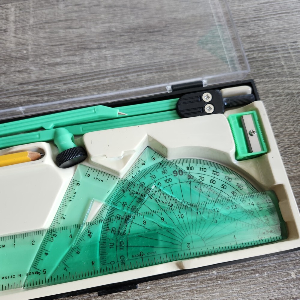 Maped Study Geometry 10 Piece Green Set, In Carry Case