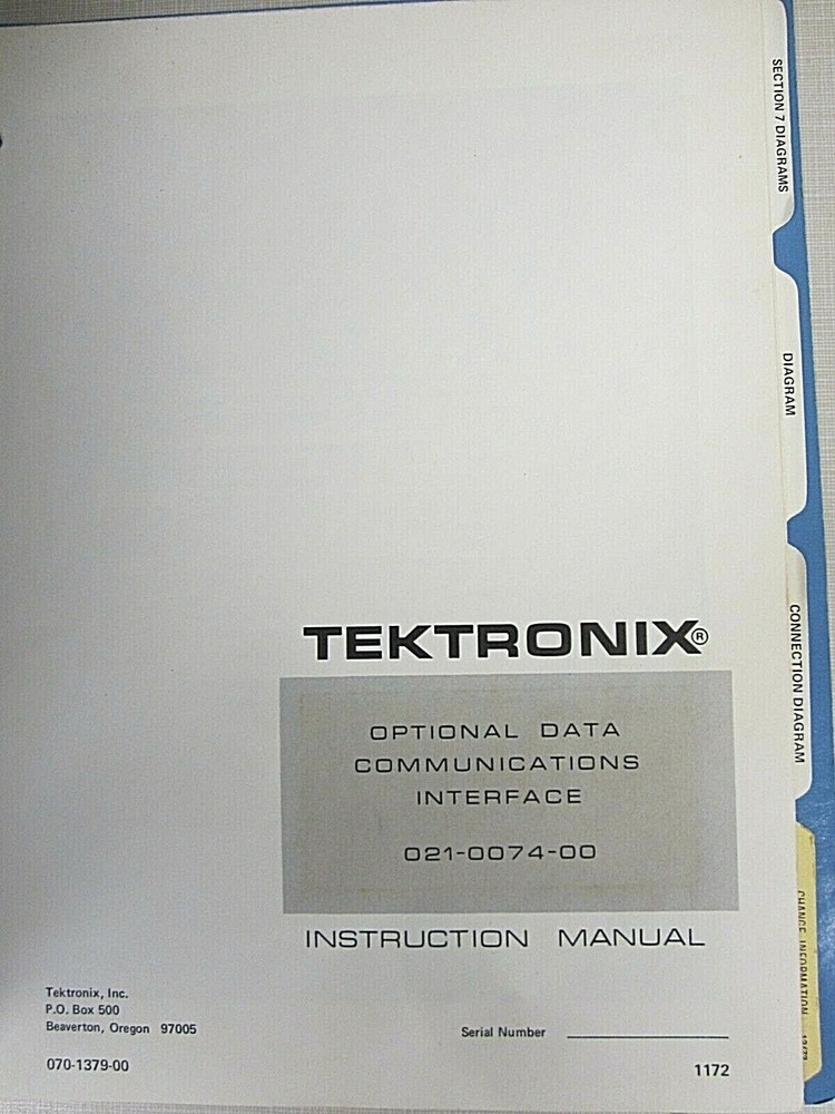 Tektronix Optional Data Communications Interface 021-0074-00 Instruction Manual