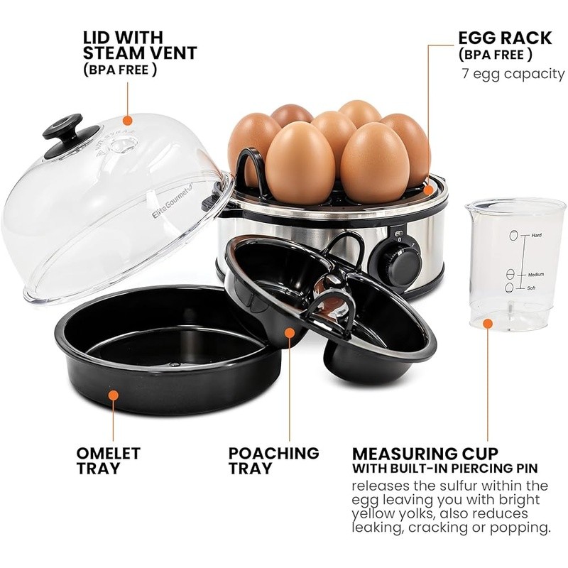 Egg Cooker Easy to Use Hard Soft Boiled Steamer Timer Compact Kitchen Gadget