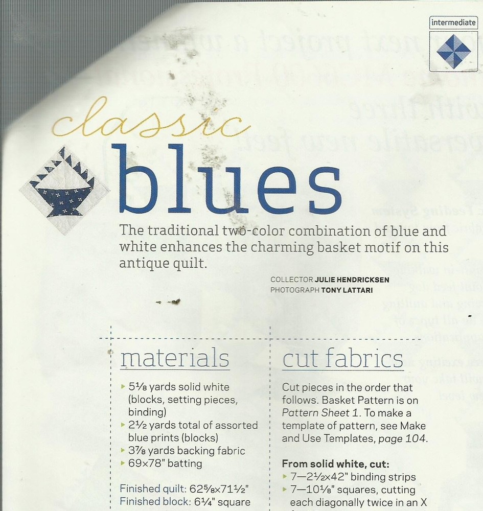 L0567 CLASSIC BLUES QUILT PATTERN/INSTRUCTIONS