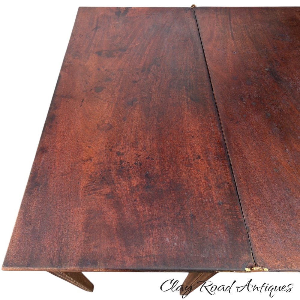 Antique Chippendale console card game table mahogany 1780 figured old surface