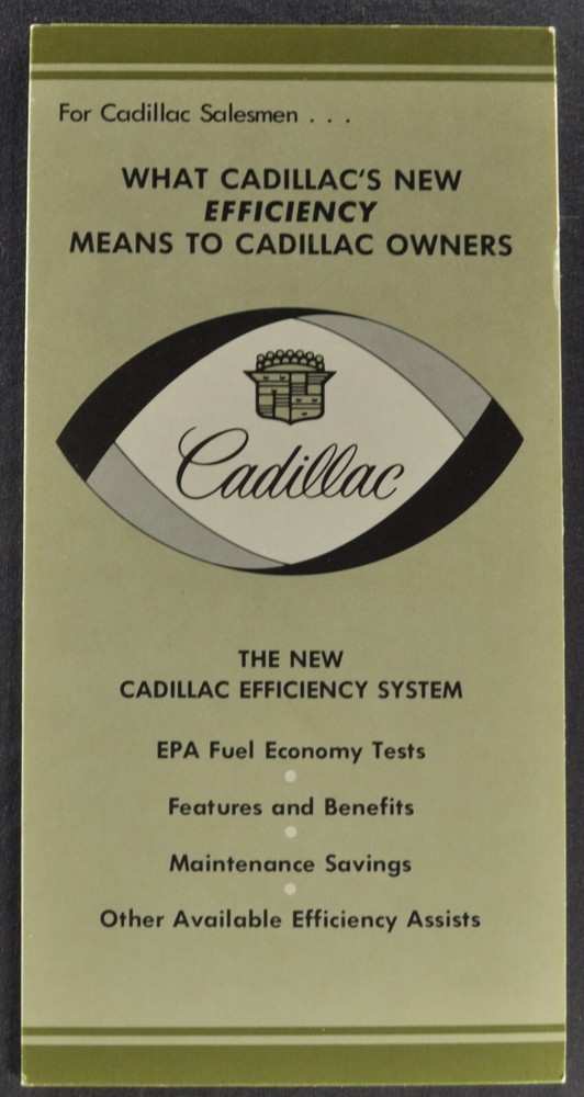 1975 Cadillac Efficiency System Sales Training Brochure Deville Eldorado Calais