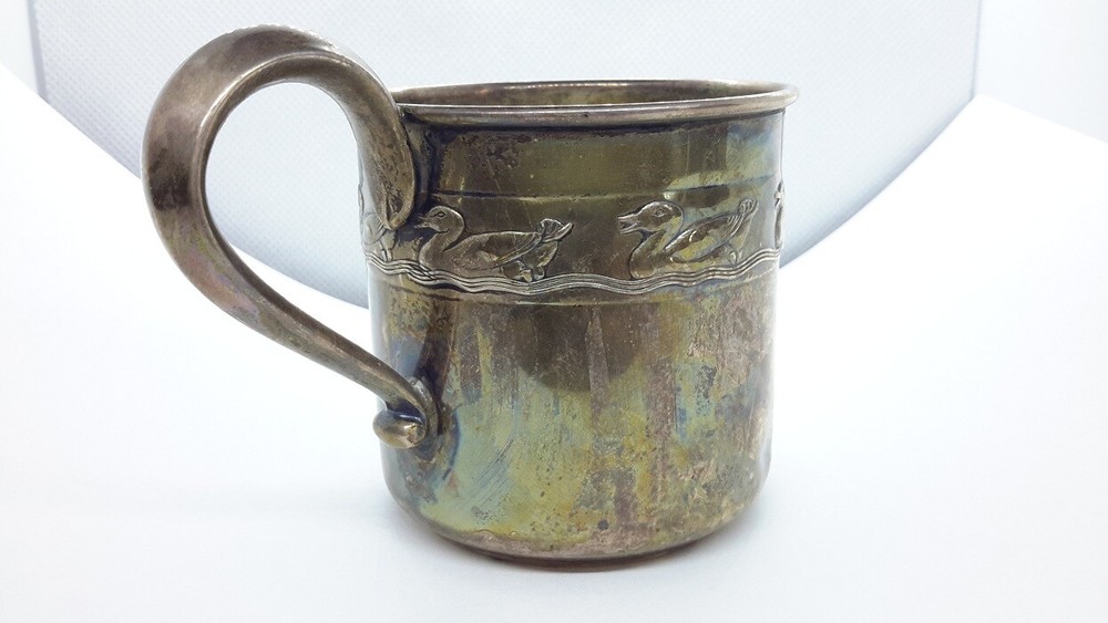 Sterling Silver Baby Cup DUCKS Design. Reed Barton