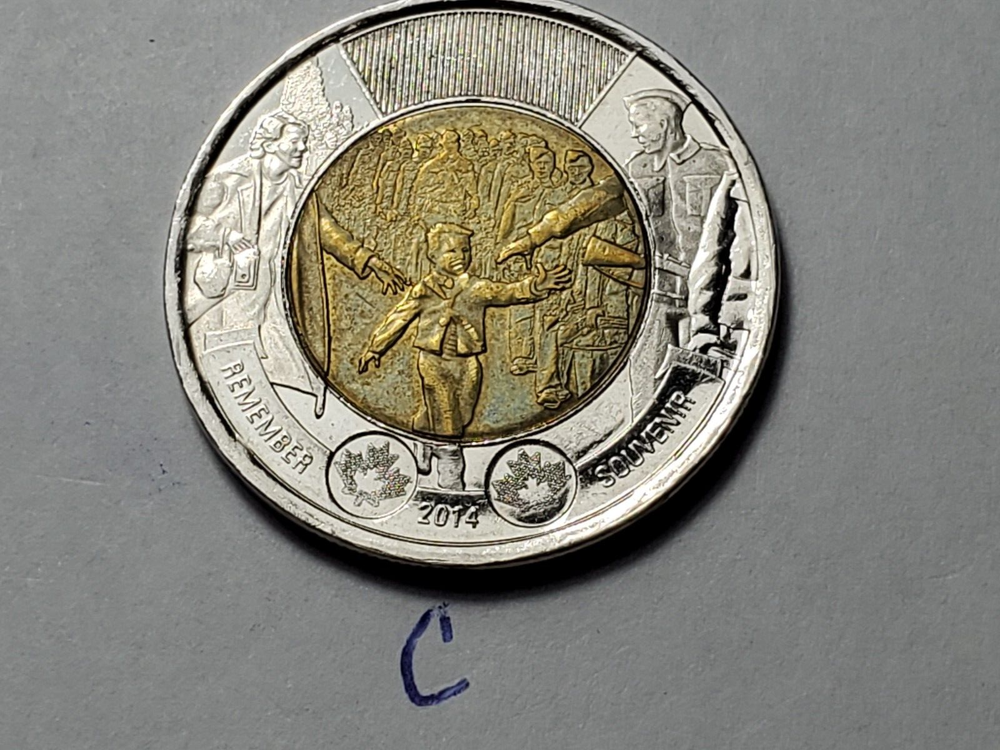 2014 CANADA Remember Wait For Me Daddy 2 Dollar Toonie Coin c