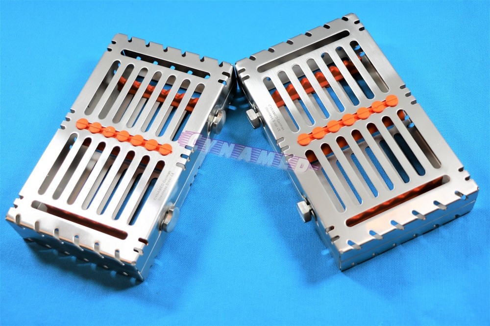 2PCS STERILIZATION TRAYS FOR 7 INSTRUMENTS DETACHABLE PREMIUM GERMAN WITH BUTTON