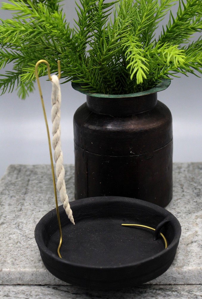 Black Ceramic Rope Incense Burner