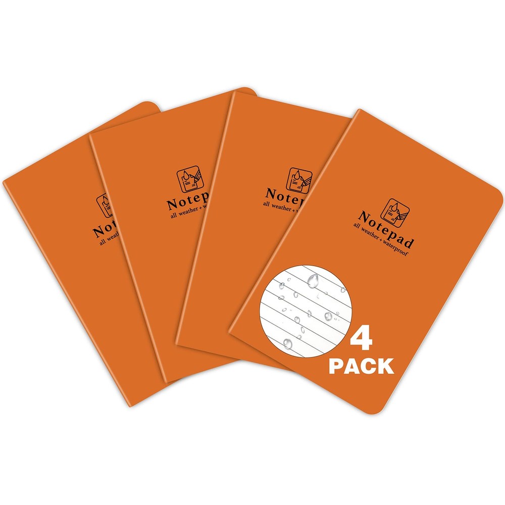 BIYAMI 4 Pack All Weather Notepad 5.3x3.6 inch Waterproof Tearproof Notebook ...