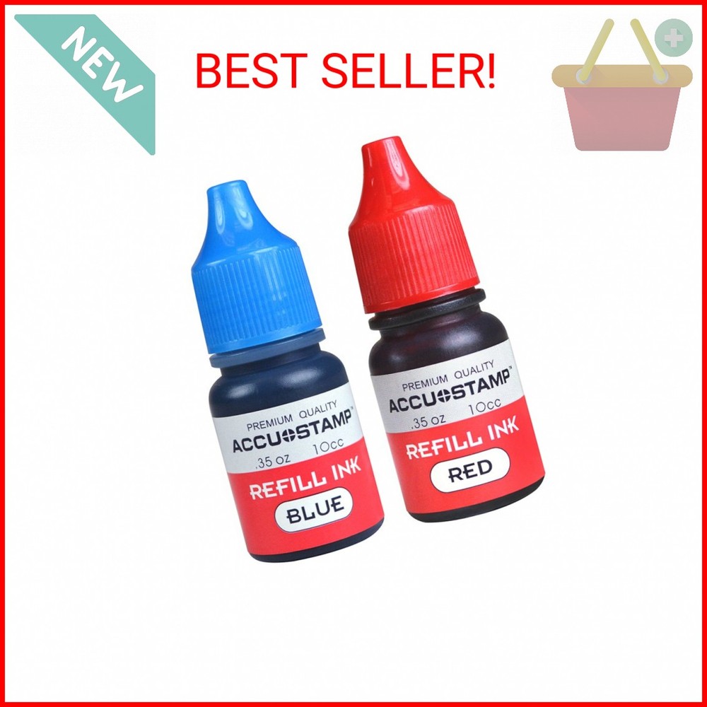 Accu-Stamp Ink Refill, Pre-Inked, Red & Blue