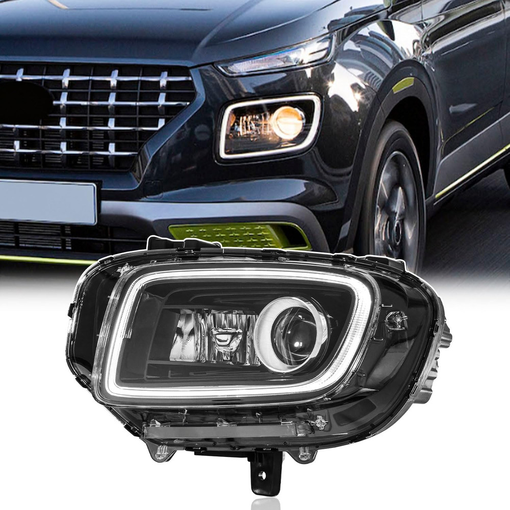 Left Driver Side Headlight Assembly Compatible with 2020-2025 Hyundai Venue SEL,