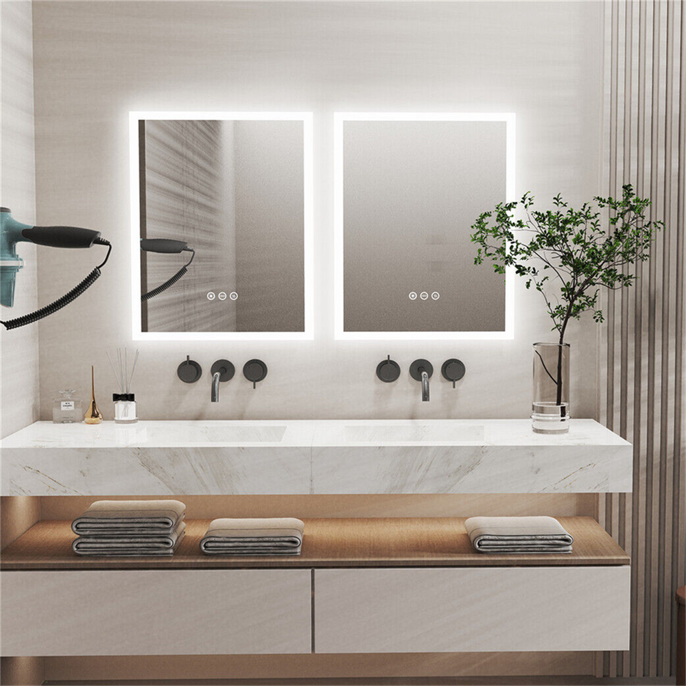 16x20'' LED Bathroom Mirror Thicked Vanity Mirror Smart Touch Dimmable Antifog