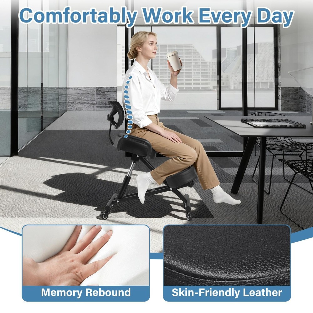 Ergonomic Kneeling Chair With Back Posture Support For Office