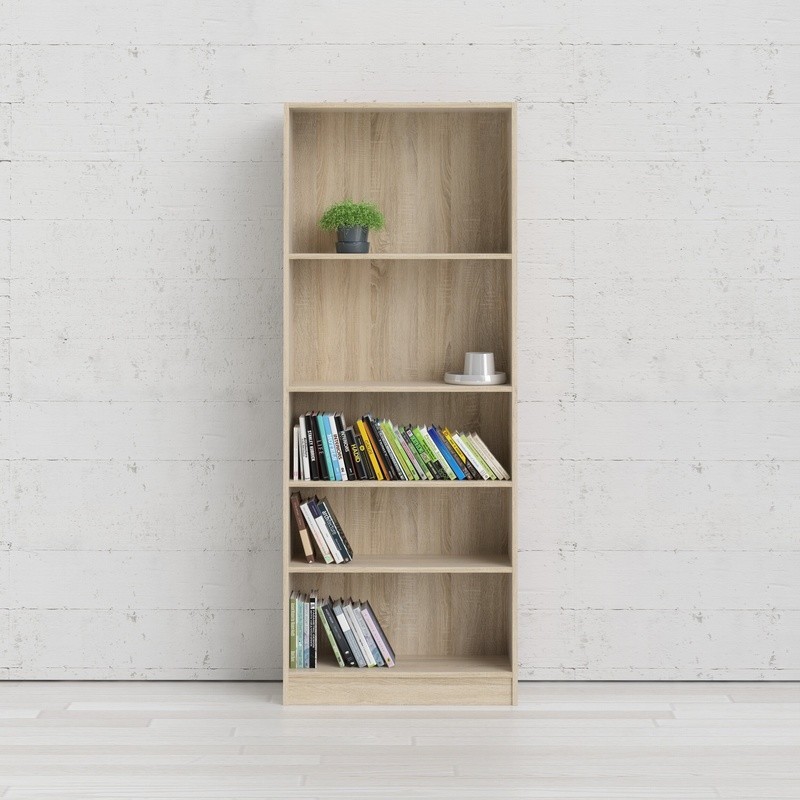Tall Slim Bookcase 5 Shelves Adjustable Storage Organizer Easy Assembly New
