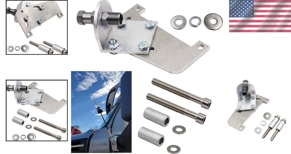 Adjustable Antenna Mount for 2017+ Freightliner Cascadia, Silver - PC-A55-02