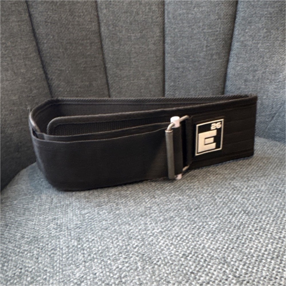 Element 26 Nylon Powerlifting Belt Black Medium Hook and Loop Fastener