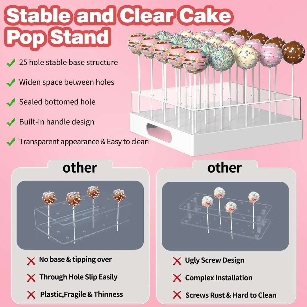 Cake Pop Stand with Sticks Clear Candy Display Holder for Party