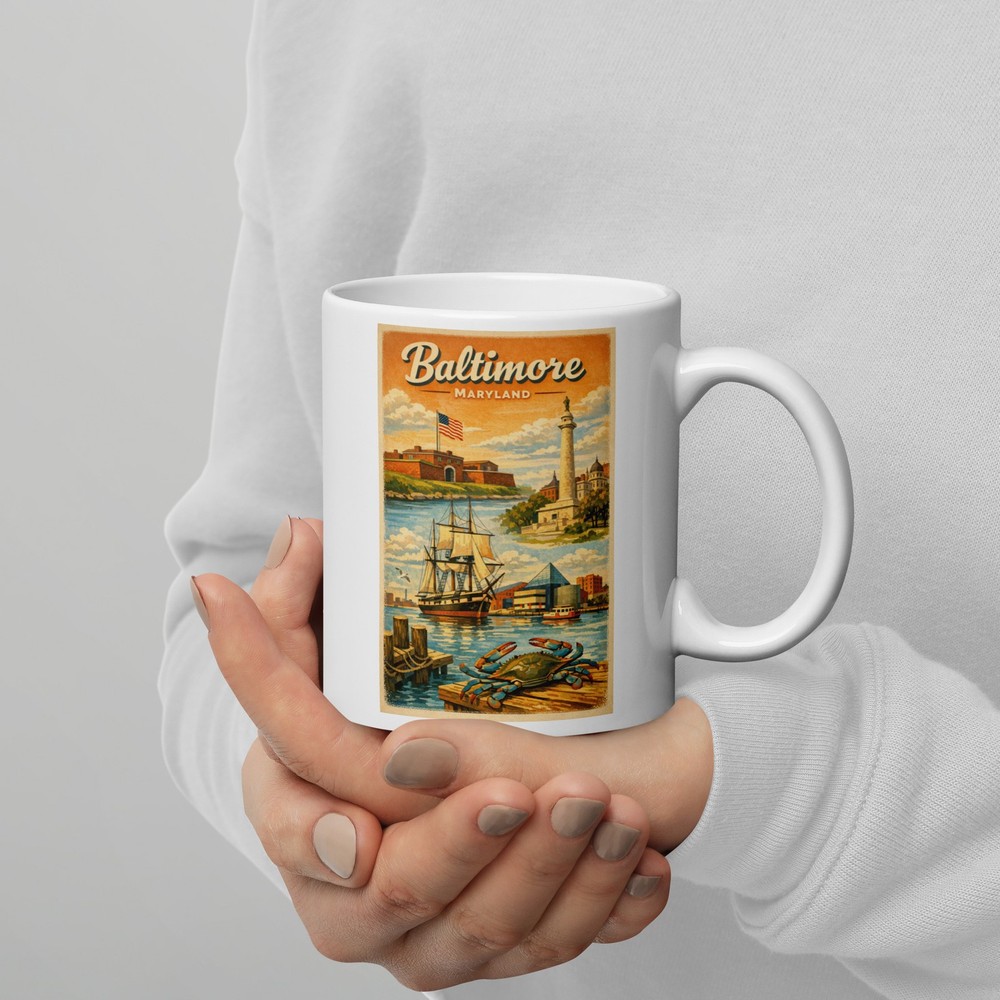 Baltimore Maryland White Glossy Mug