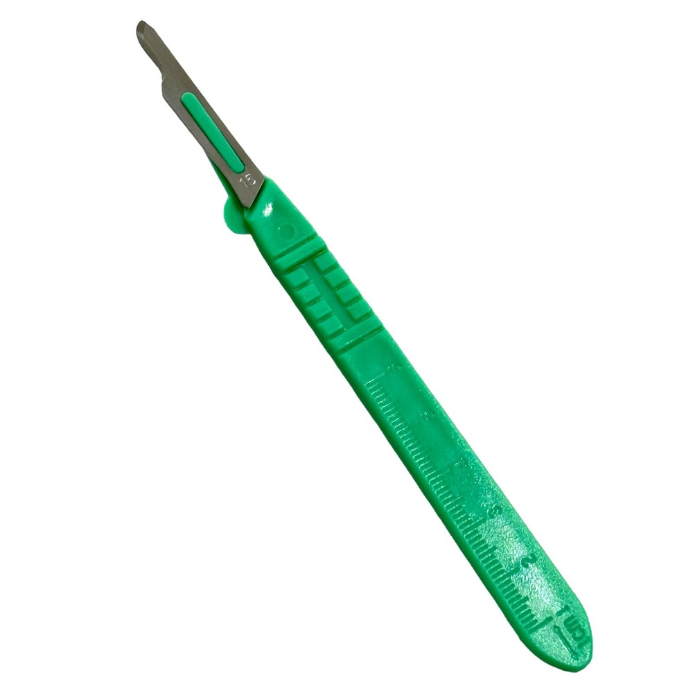 Plastic Handle Disposable Scalpel with Measuring Scale Ruler Built-in (10/Pack)
