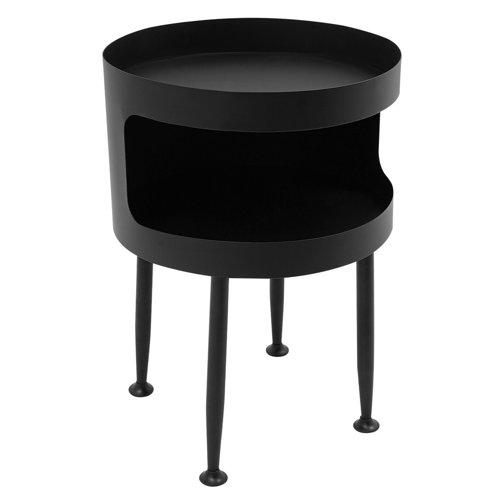 40x40x55cm Modern Side Table, Round Table with Open Storage, Bedside Table