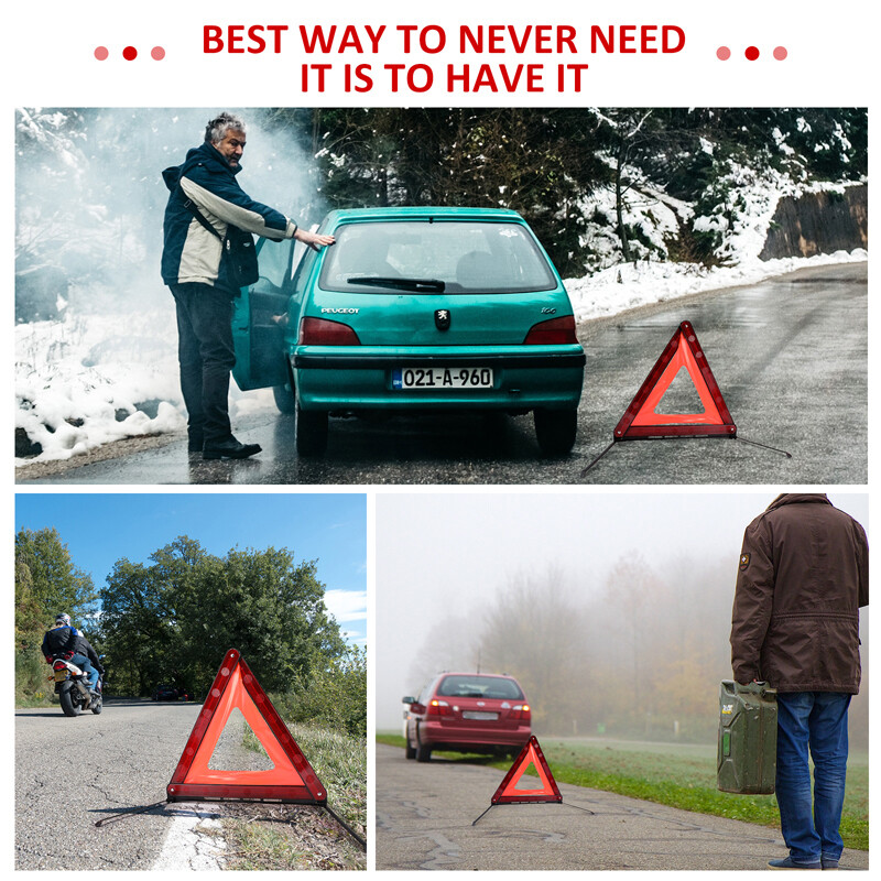 3PCS Foldable Emergency Warning Triangles Reflective Roadside Hazard Safety Sign