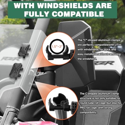 UTV Side Mirrors – Fits almost all UTVs (except full doors)，Compatible with
