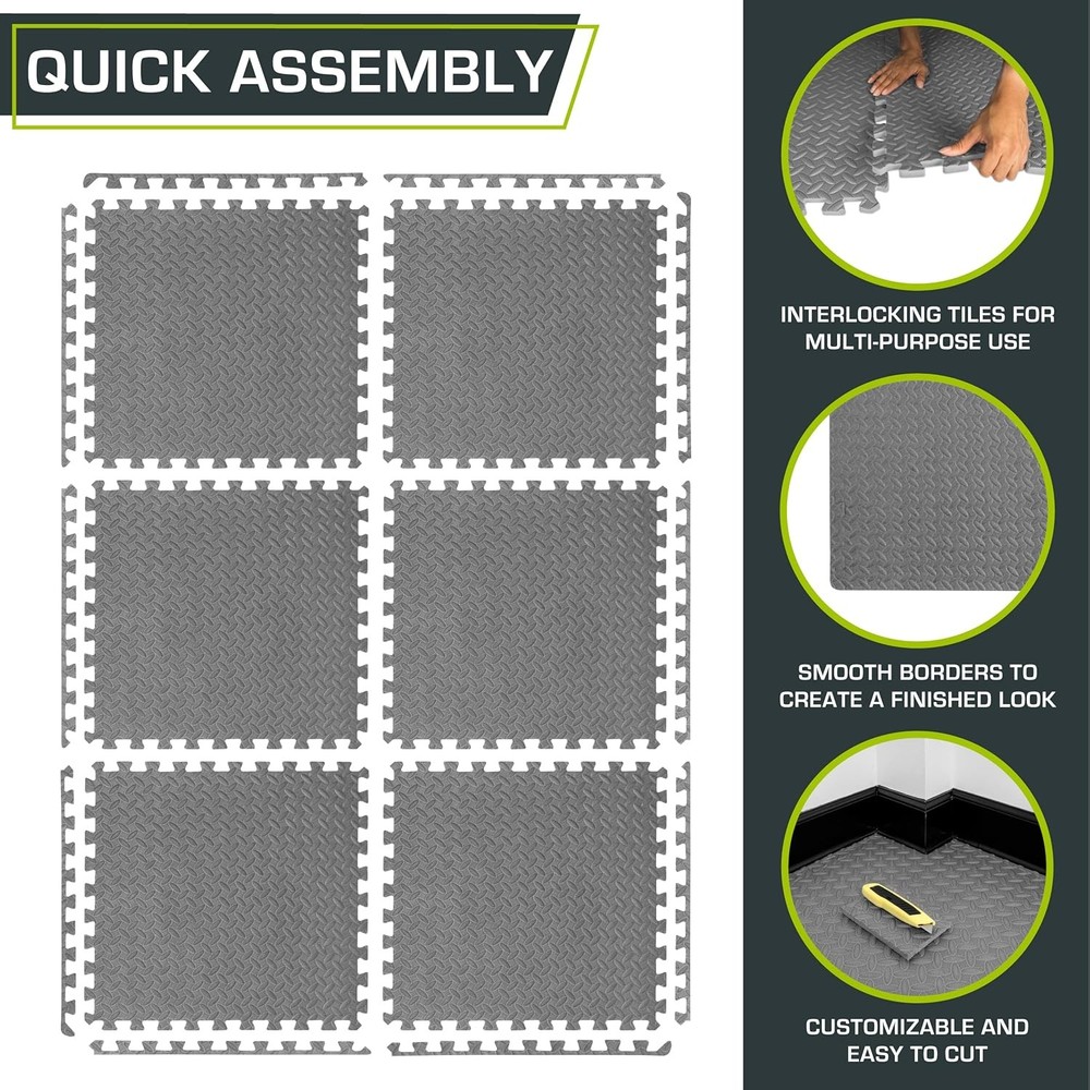 6 INTERLOCKING FOAM PUZZLE EXERCISE MAT Floor Tiles Gym Workout Protective Pad