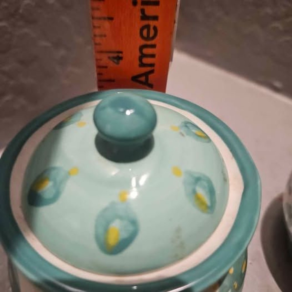 Dutch Wax Teal Cereamic Sugar Bowl