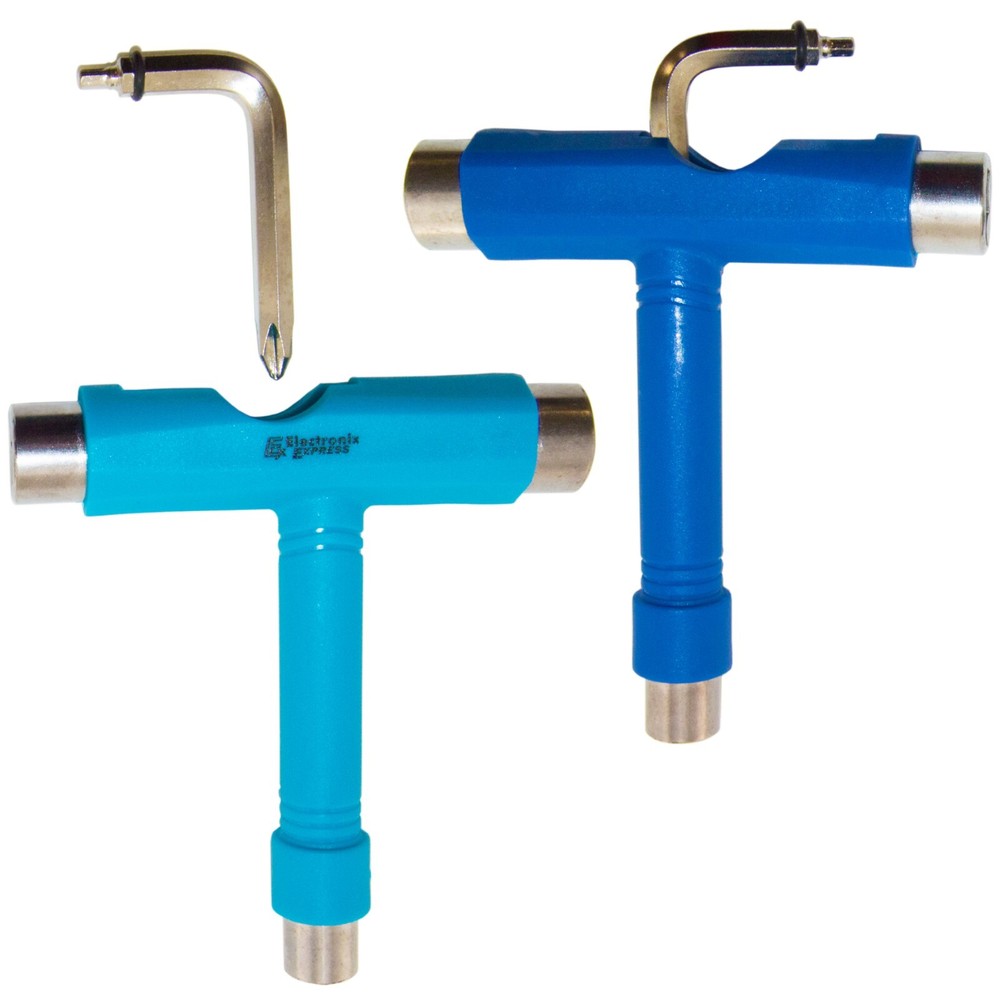 2 Pack Skateboard / Longboard T-Tools: 3/8", 1/2", 9/16", Hex Key, & Screwdriver