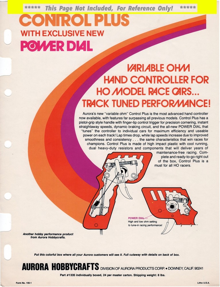 2pc 1974 Aurora Control Plus AFX HO Slot Car High Quality Speed Controller 1335