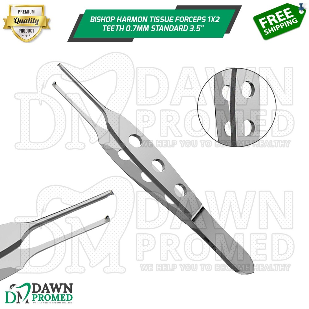 Bishop Harmon Tissue Forceps 1x2 Teeth 0.7mm Standard 3.5" Eye Instruments