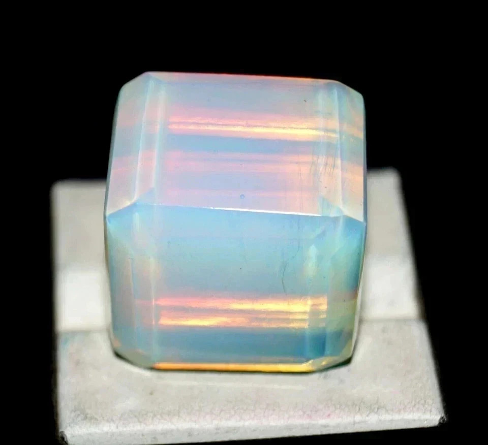 100+ Ct Blue Fire Opal Cube Cut Certified Loose Gemstone