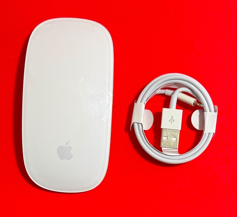 Apple A1657 Magic Mouse 2 Wireless Mouse  White & Silver  w/ USB-A to Lightning