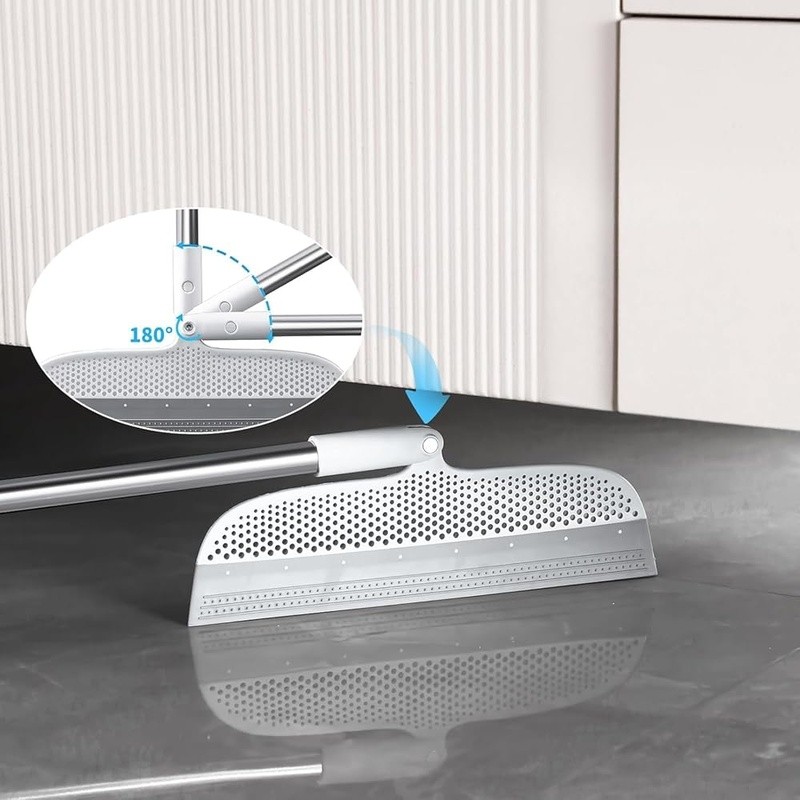 Rubber Broom Pet Hair Removal Squeegee Cleaning Tool Multi-Surface Use
