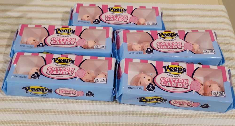 Peeps (5-PACKS) Cotton Candy Marshmallow Chicks Candy - 25 Count