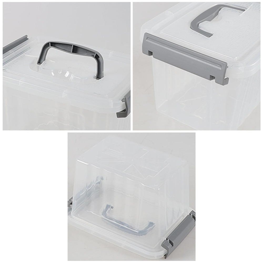 3 L Small Clear Storage Latch Box, 6 Pack Plastic Stackable Organizer Contain...