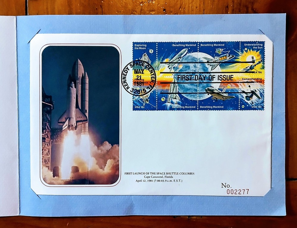1981 Space Shuttle Columbia First Day Issue Stamps Postmark May 21 * COA #002277