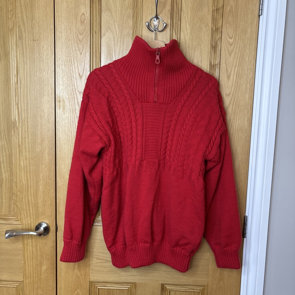 Denbigh Wind Stopper Pullover Mens Medium Blue Popover Golf 100% Wool Jacket