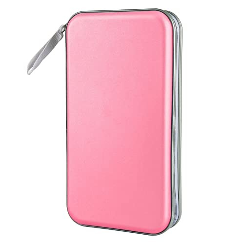 CD Case, DVD Case Holder 96 Capacity Hard Plastic CD DVD Disc Cases Light Pink