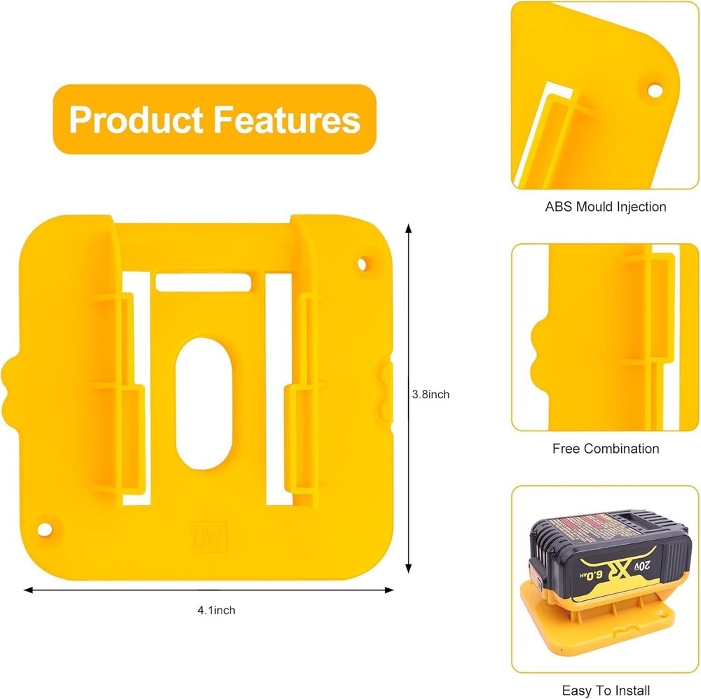 Efficient Battery Storage: 3 Pack Yellow Holders for DW 20V & 60V Batteries