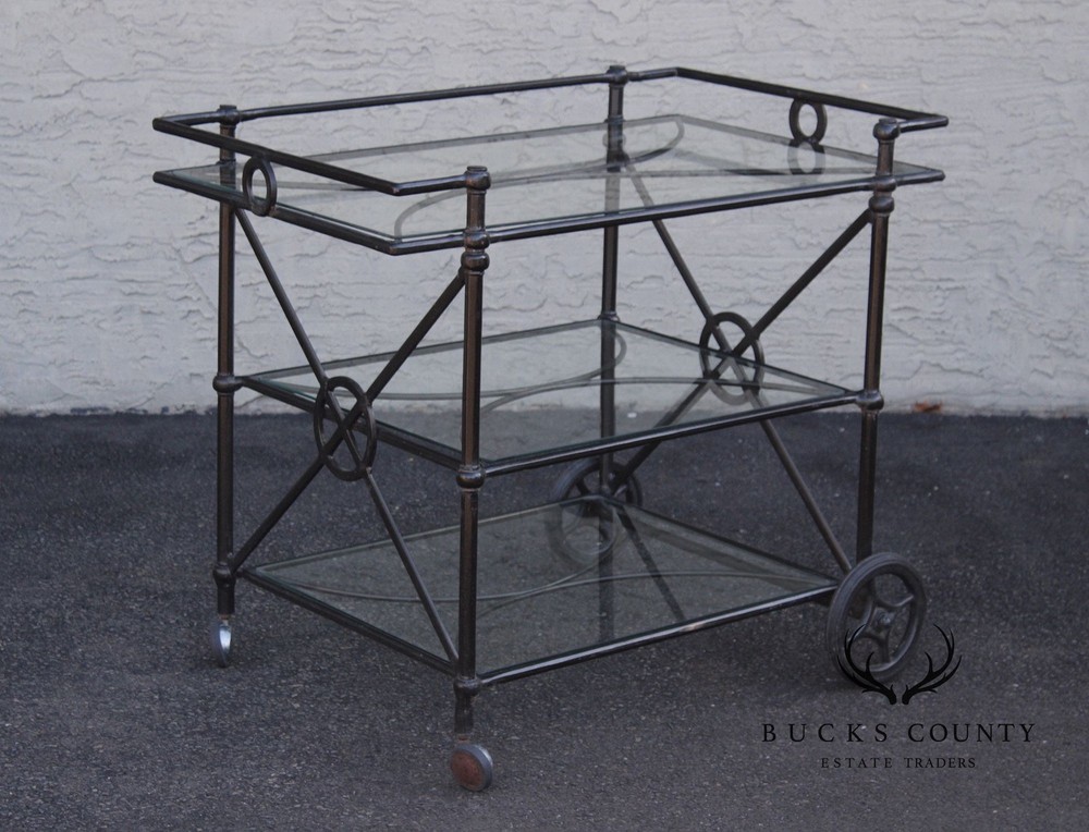 Woodard Delphi Three-Tier Patio Serving Bar Cart