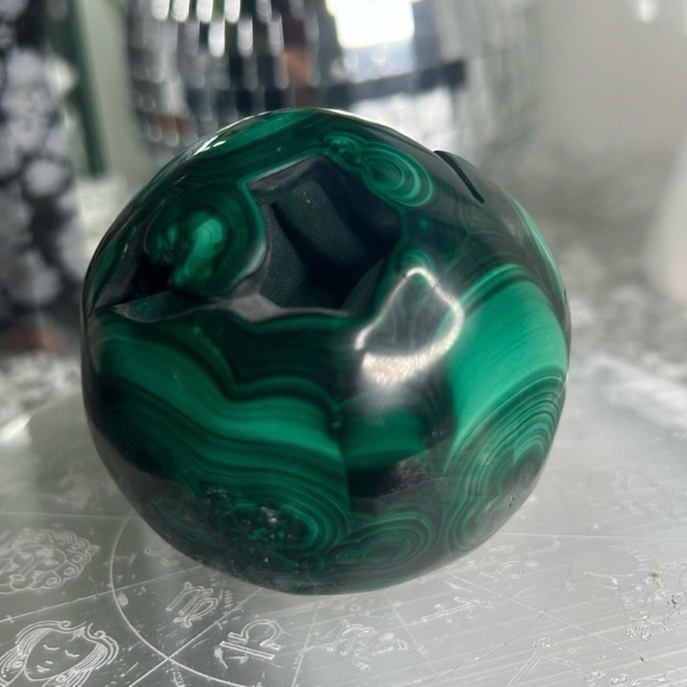 Elegant Green Malachite Sphere