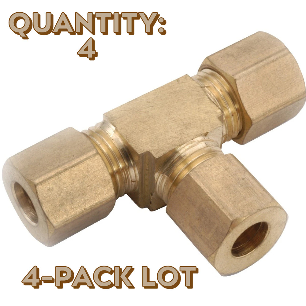 4-PACK LOT Anderson Metals 5/16" Compression Brass Tee 750064-05