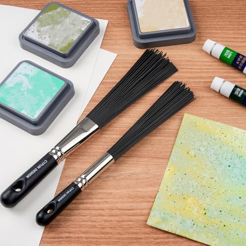 2 Pcs Splatter Brush - Ink - Abstract Flat + Round Splatter Brush